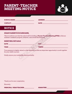 Parent–Teacher Meeting Notice Template (Word)