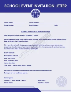 School Event Invitation Letter Template (Word)