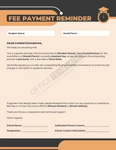 School Fee Reminder Letter Template (Word)