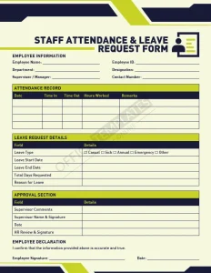 Staff Attendance & Leave Request Form Template (Word)