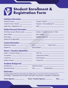 Student Enrollment & Registration Form Template (Word)