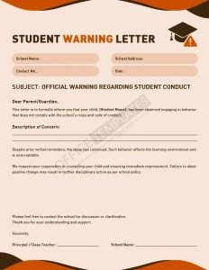 Student Warning Letter Template (Word)