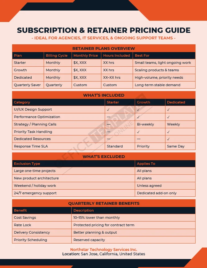 Subscription & Retainer Pricing Guide Template