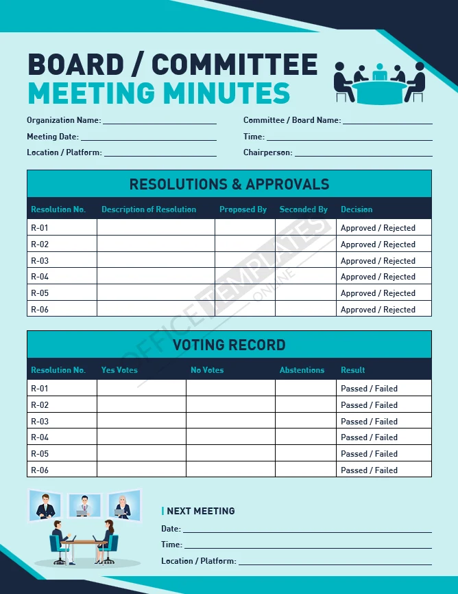Board or Committee Meeting Minutes Template (Word)