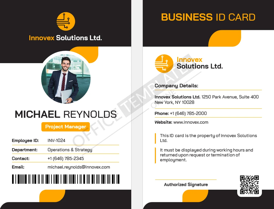 Business/Employee ID Card Template for Word (Print-Ready CR100) &ndash; Free Download