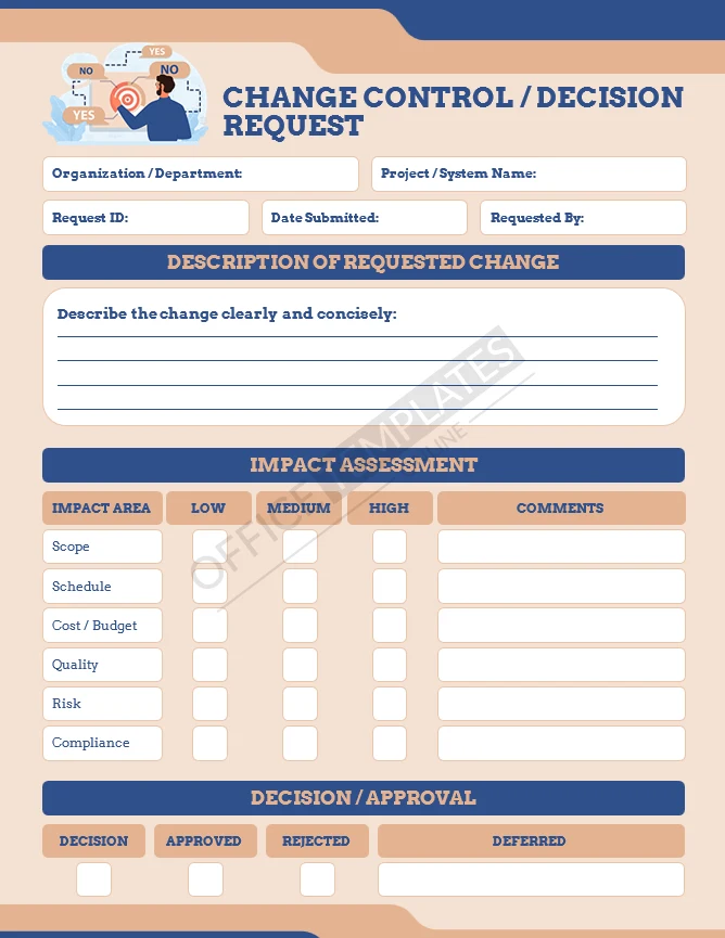 Change Control or Decision Request Template (Word)