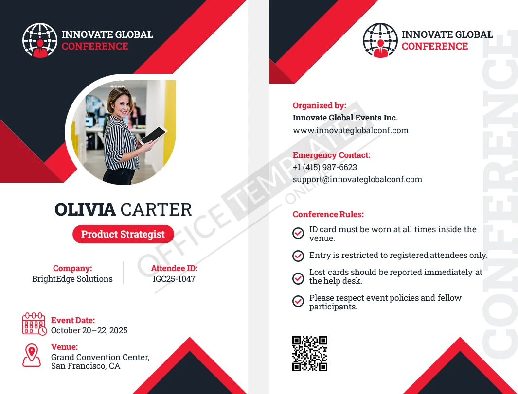 Conference Attendee Badge Template for Word (Event Pass) &ndash; Free Download