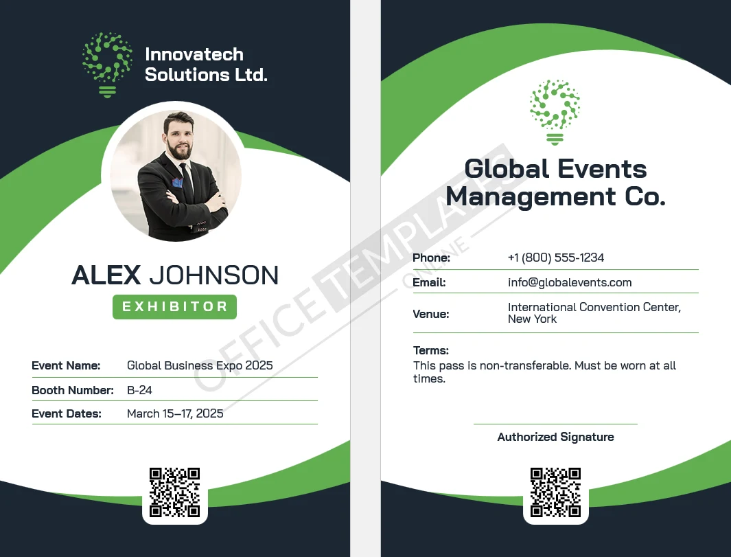 Exhibitor Badge Template for Word (Expo / Trade Show Pass) &ndash; Free Download