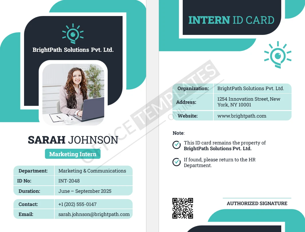 Intern ID Card Template for Word (Professional Internship Badge) &ndash; Free Download
