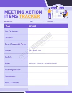 Meeting Action Items Tracker Template (Word)