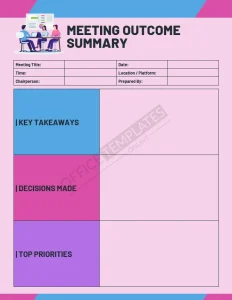 Meeting Outcome Summary Template (Word)