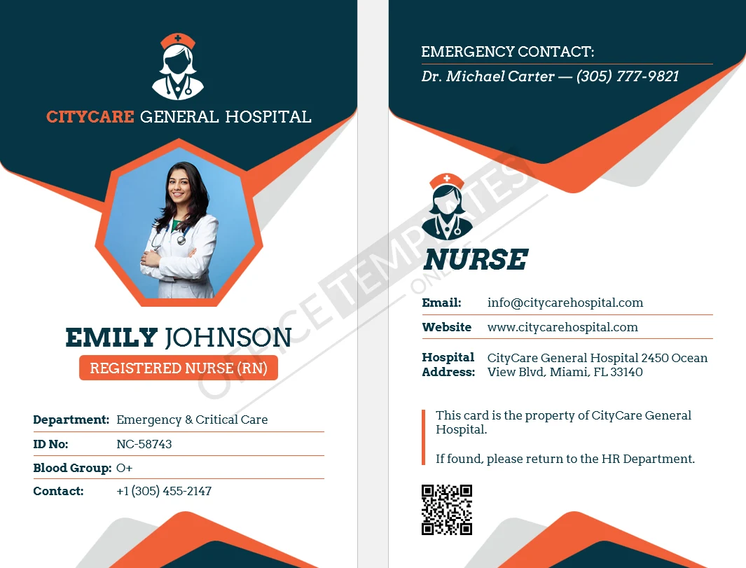 Nurse ID Card Template for Word (Hospital Staff Badge) &ndash; Free Download