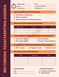 Recurring Team Meeting Agenda Template (Word)