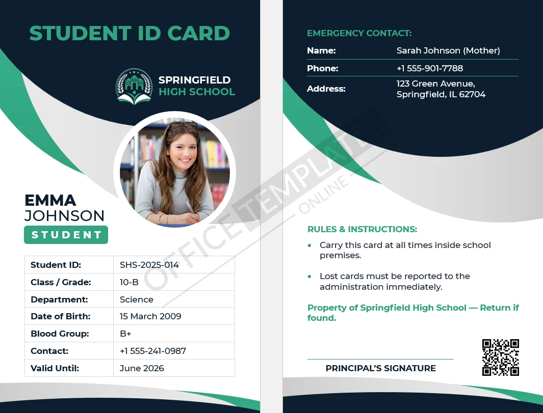 Student ID Card Template for Word (School/College ID) &ndash; Free Download