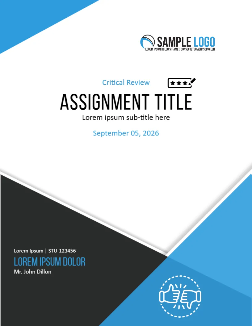 Critical Review Assignment Cover Page