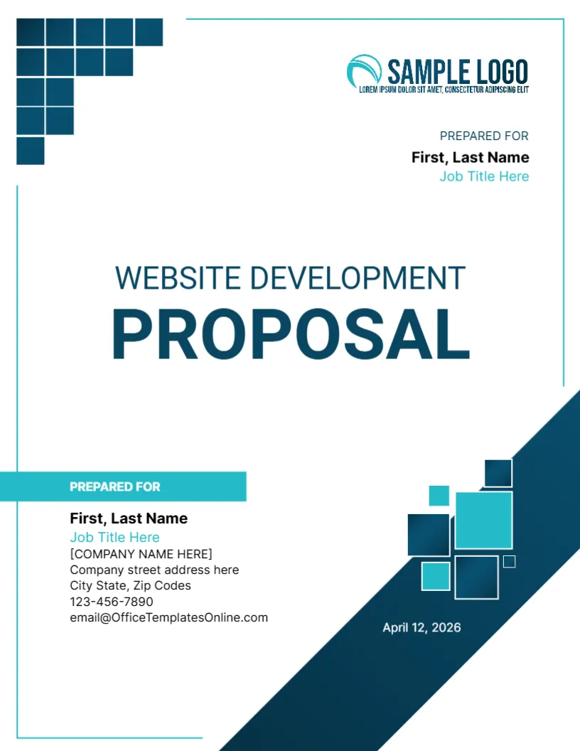 Cover Page for Website Development Proposal