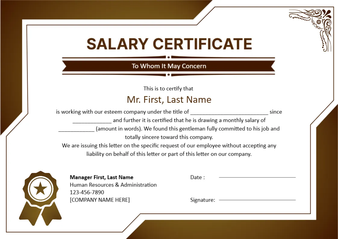 “To Whom It May Concern” Certificate
