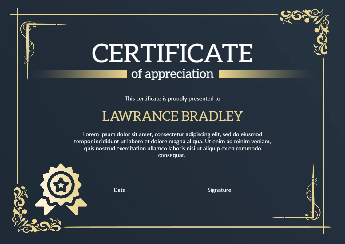Certificate of Appreciation