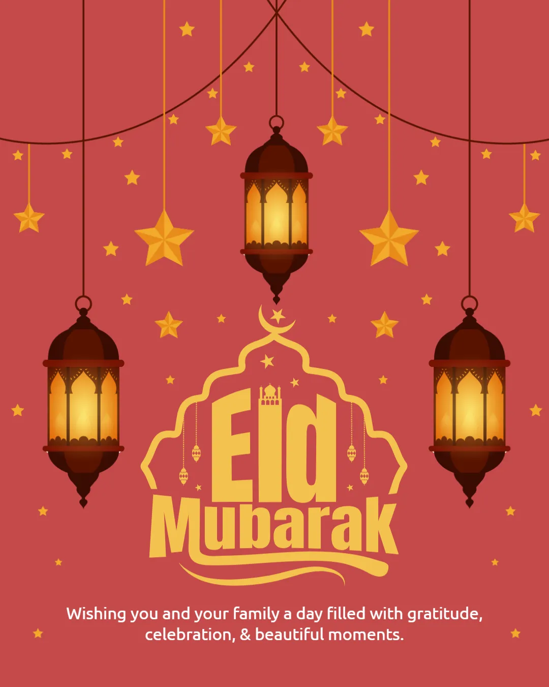 Festive Crescent Moon Eid Greetings Card