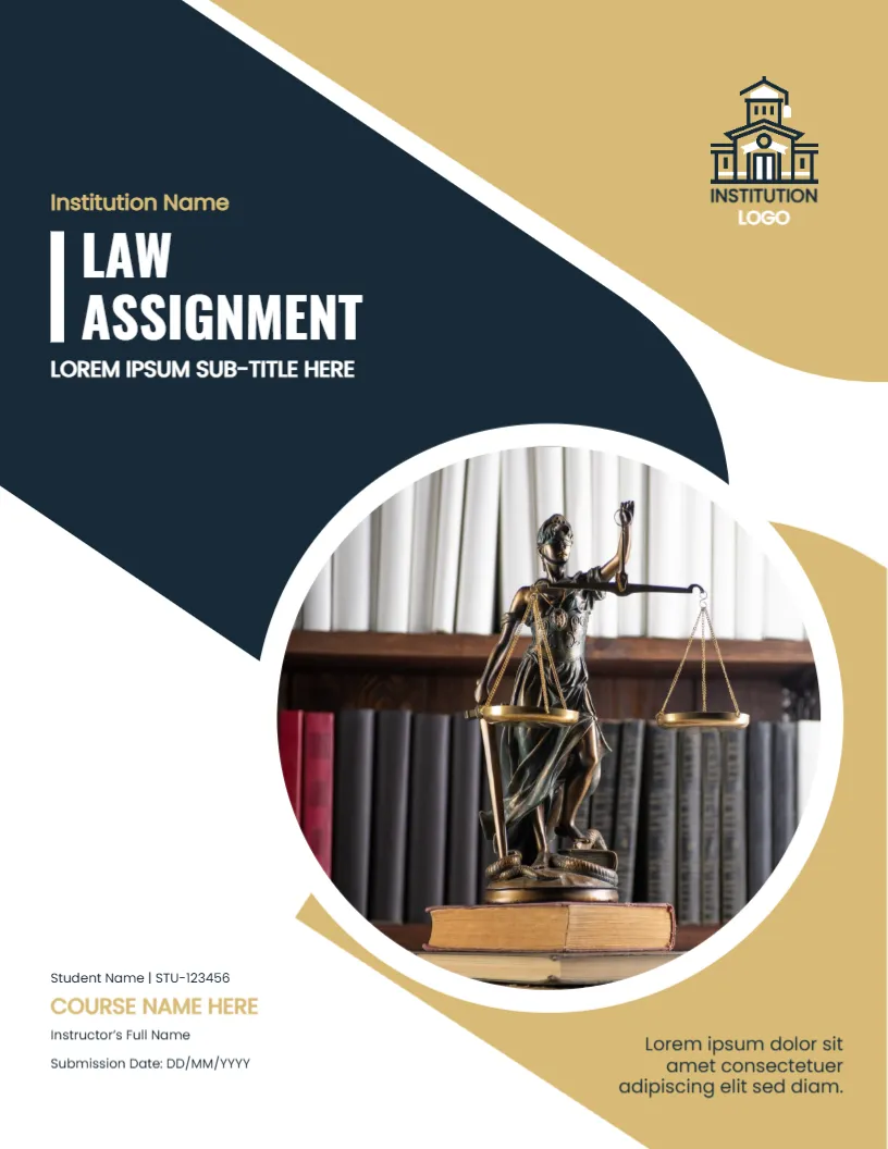 Cover Page for Law Assignments