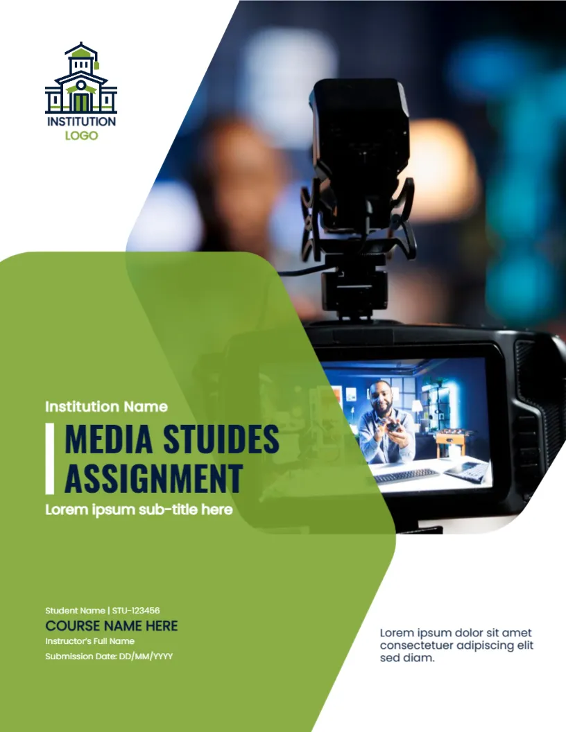 Cover Page Template for Media Studies