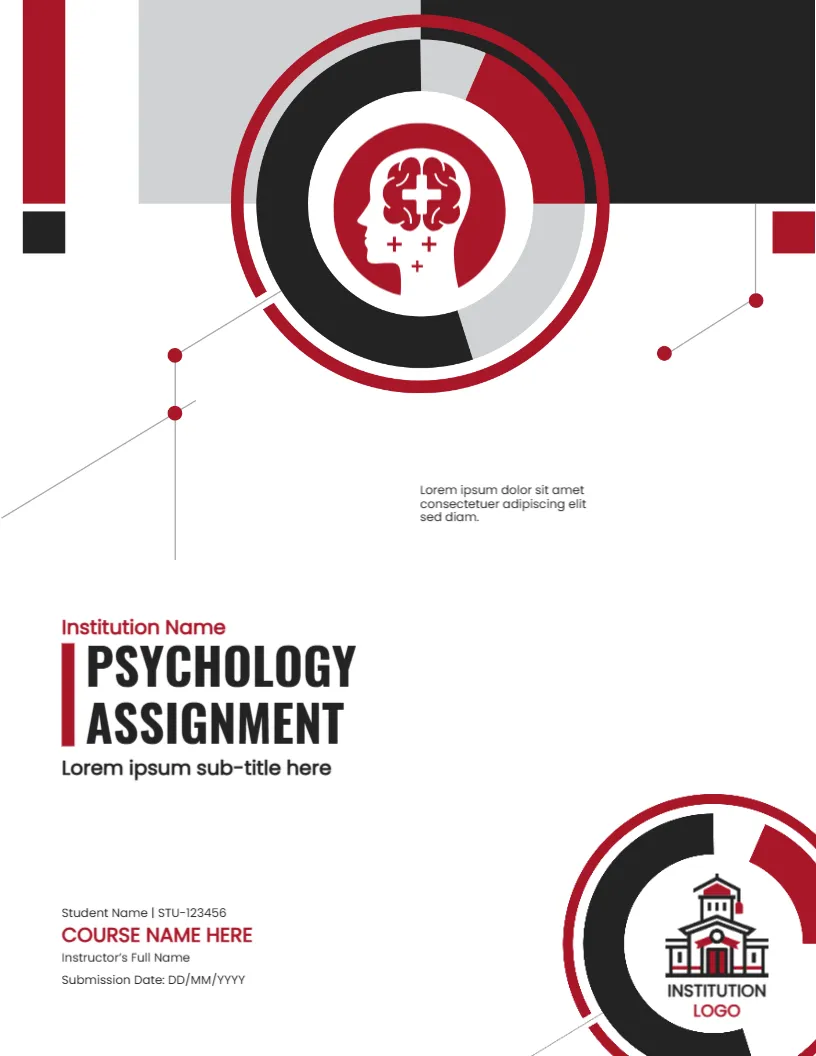 Cover Page for Psychology Assignment