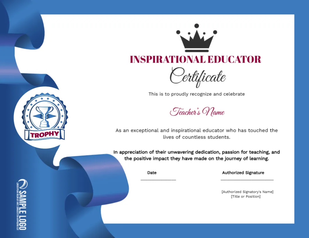 Certificate Template for Inspirational Educator