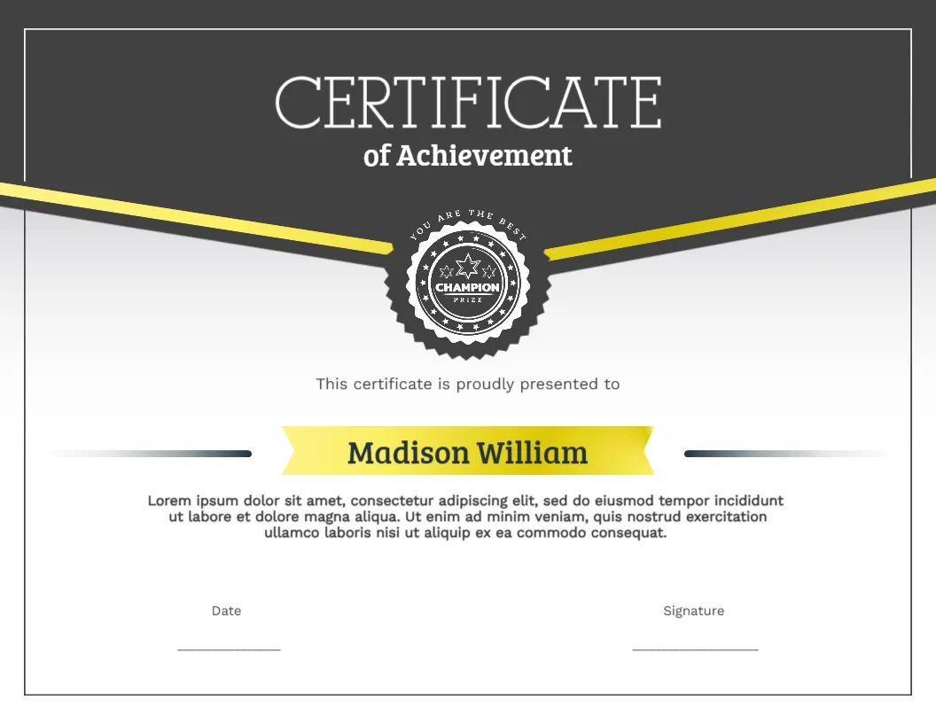 Certificate Template for School Achievement