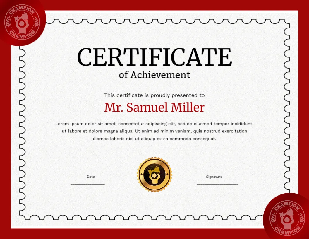 Certificate Template for Sports Achievement
