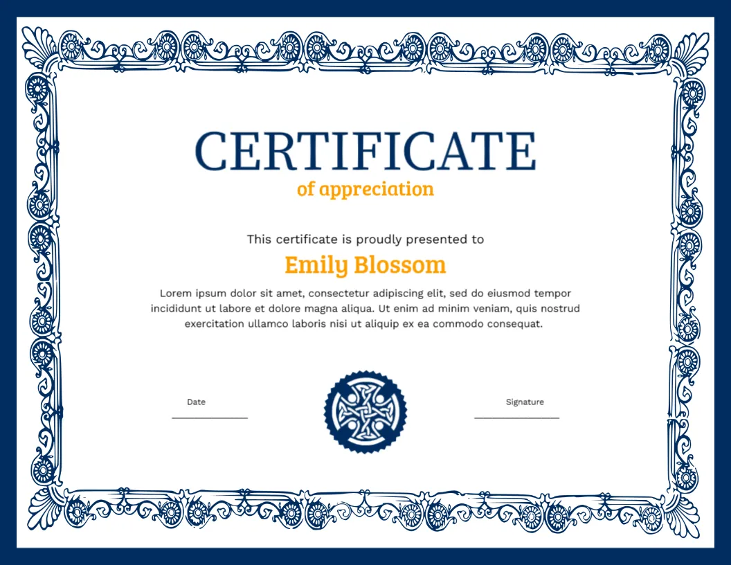 Certificate of Church Appreciation