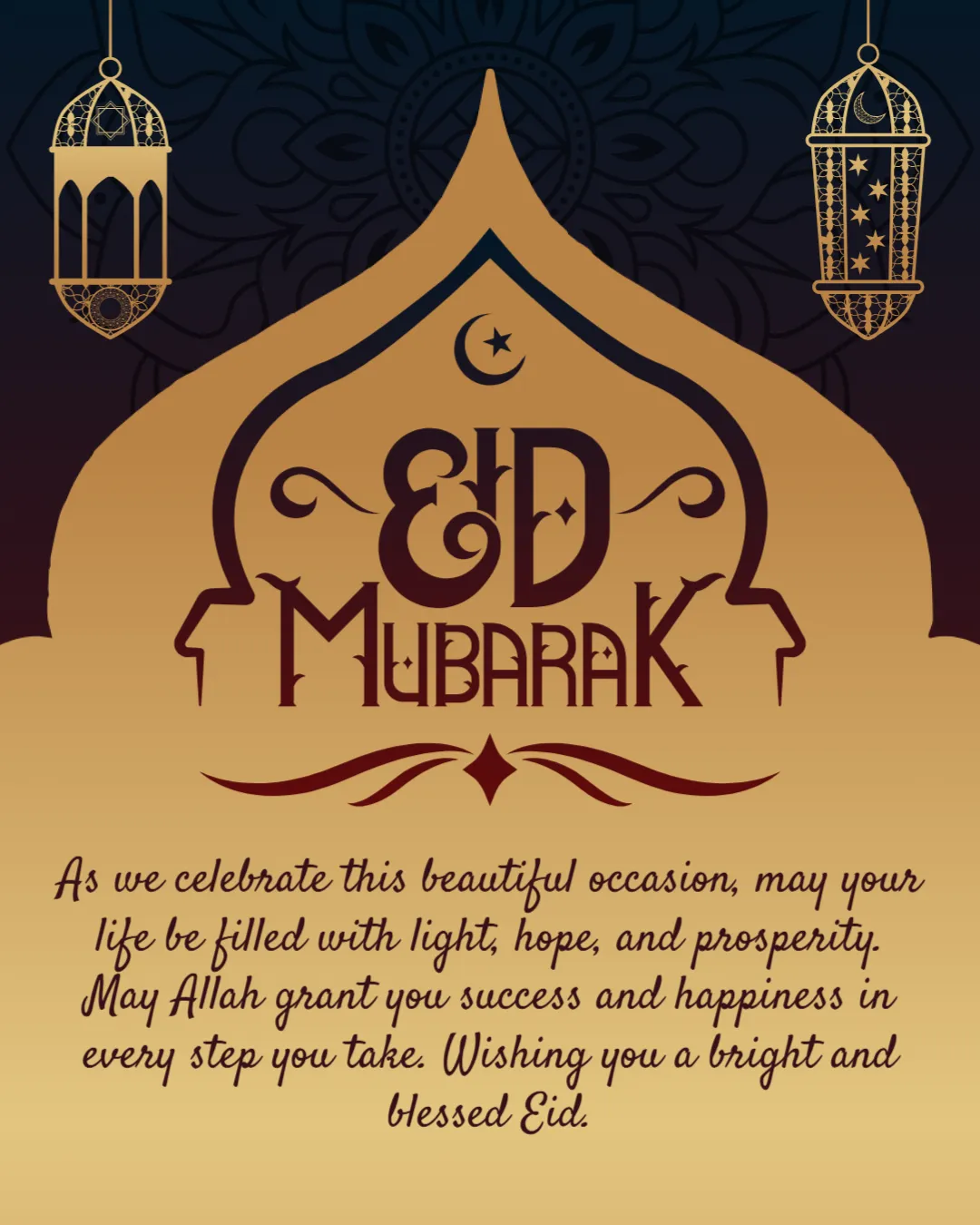 Eid Mubarak to All – Bright Eid Greeting