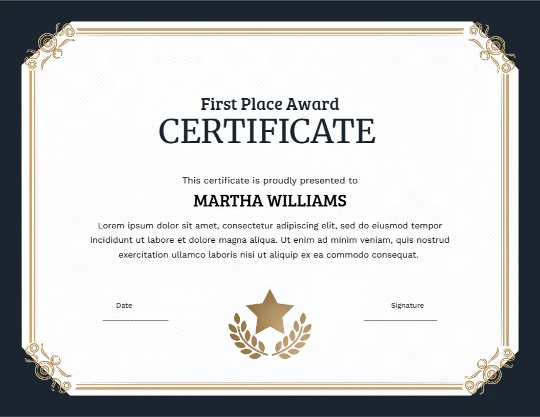 Certificate of Aaward Template
