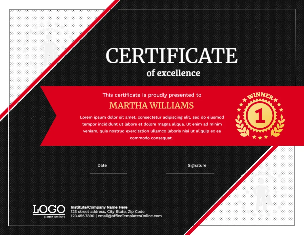 Certificate Template of Excellence