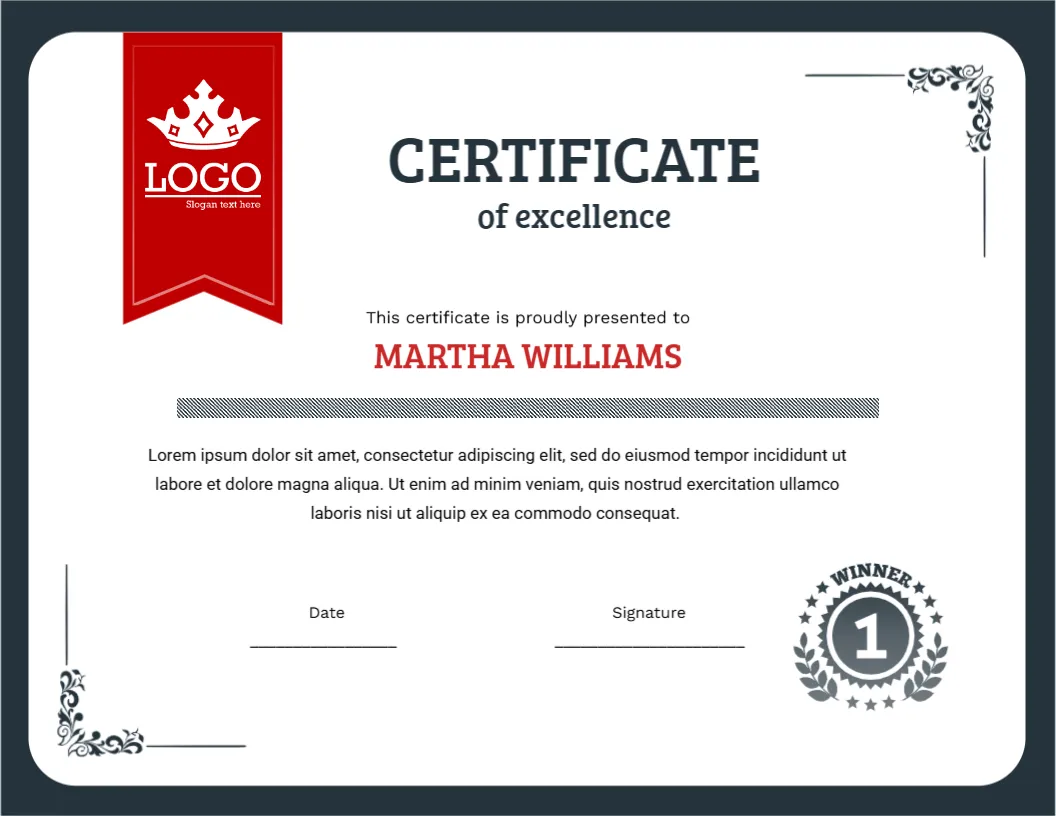 Excellence of Training Certificate Template