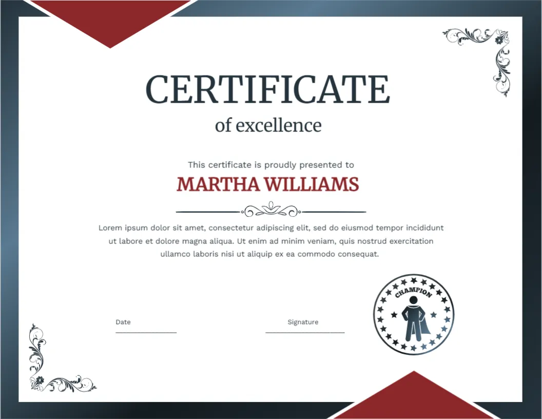 Certificate Template of Employee Excellence