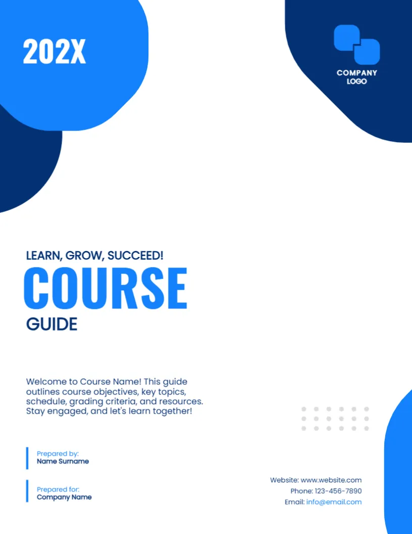 Cover Page Template of Course Guide