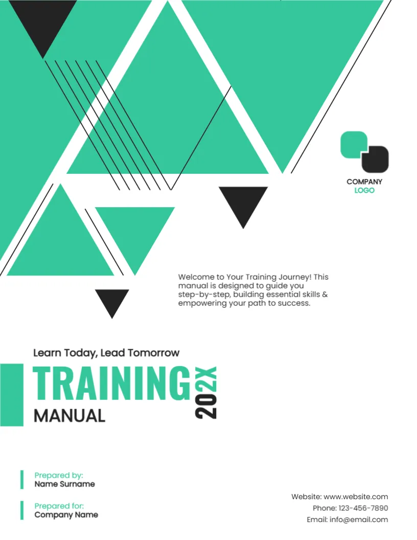 Cover Page Template for Training Manual