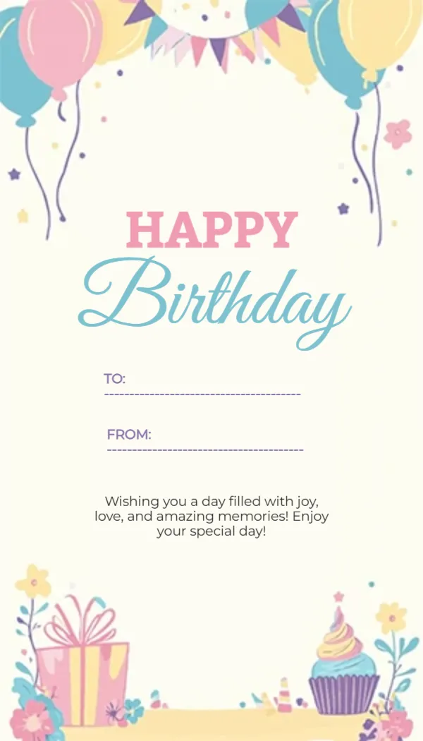 Gift Tag Template for Birthday
