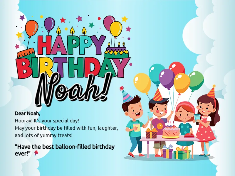 Kids Birthday Card with Balloons