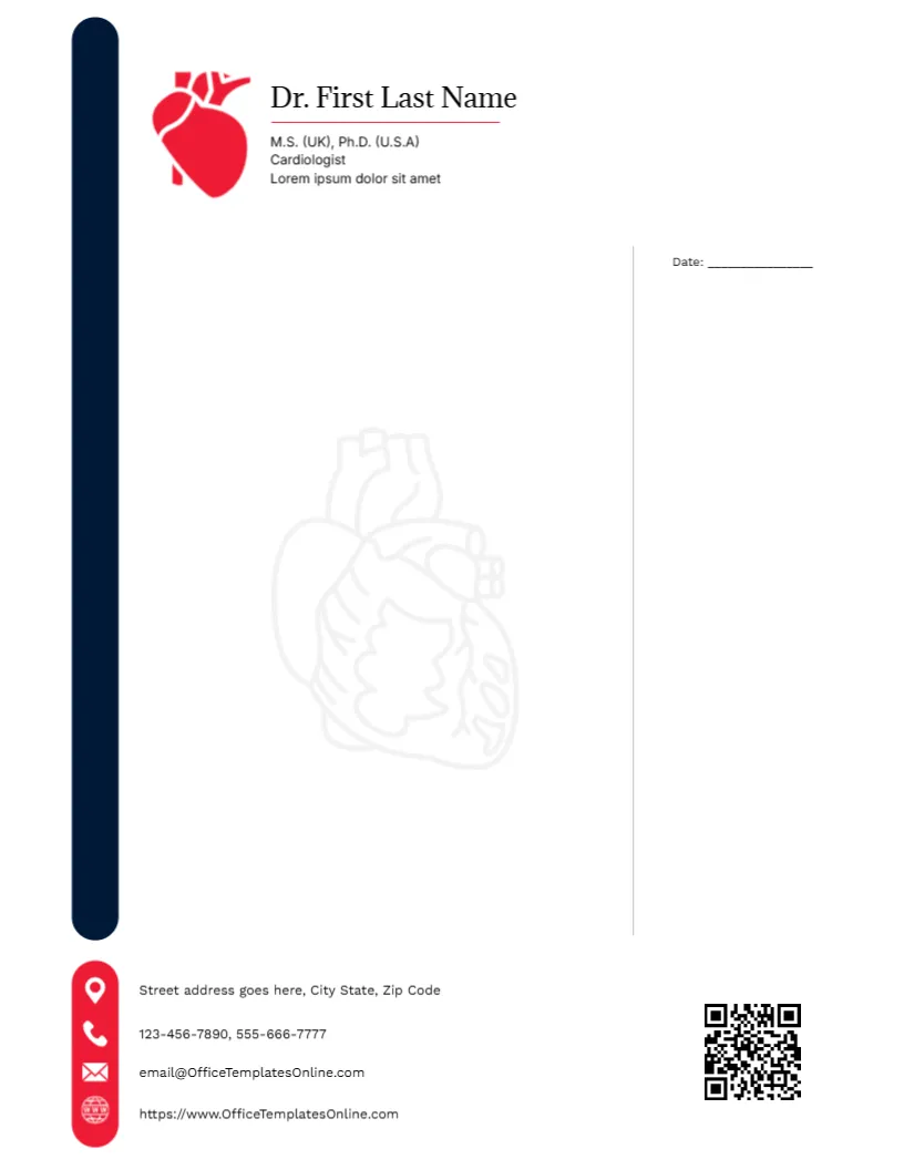 Letterhead Template for Cardiologist