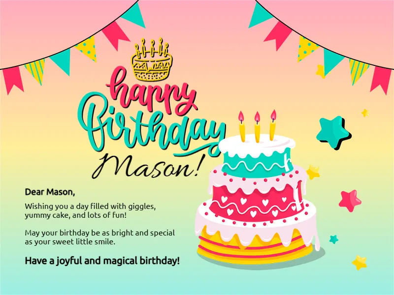 Birthday Card with Cake Illustration
