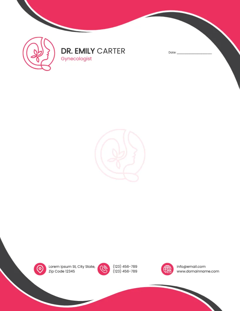 Letterhead Template for Gynecologist