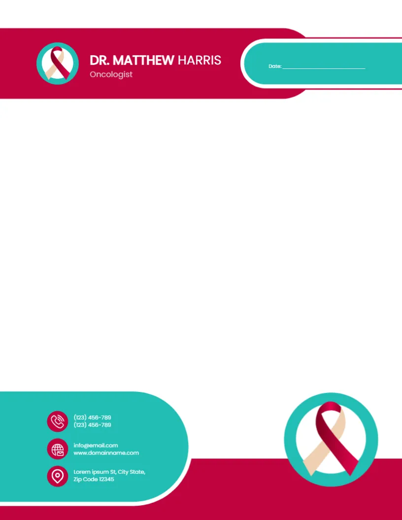 Letterhead Template for Oncologist