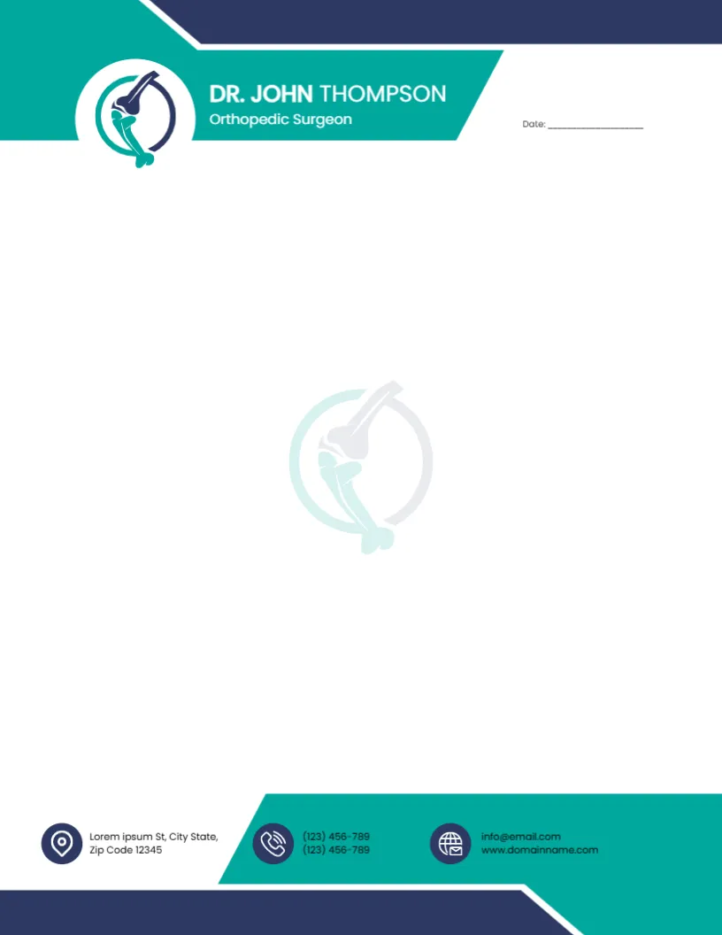 Letterhead Template for Orthopedic Surgeon