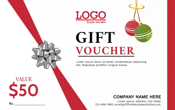 Gift Voucher for Christmas Holidays