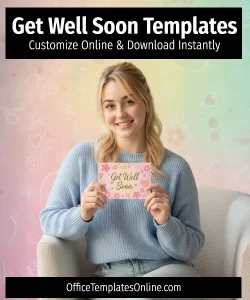 Free Get Well Soon card templates being customized online by a user