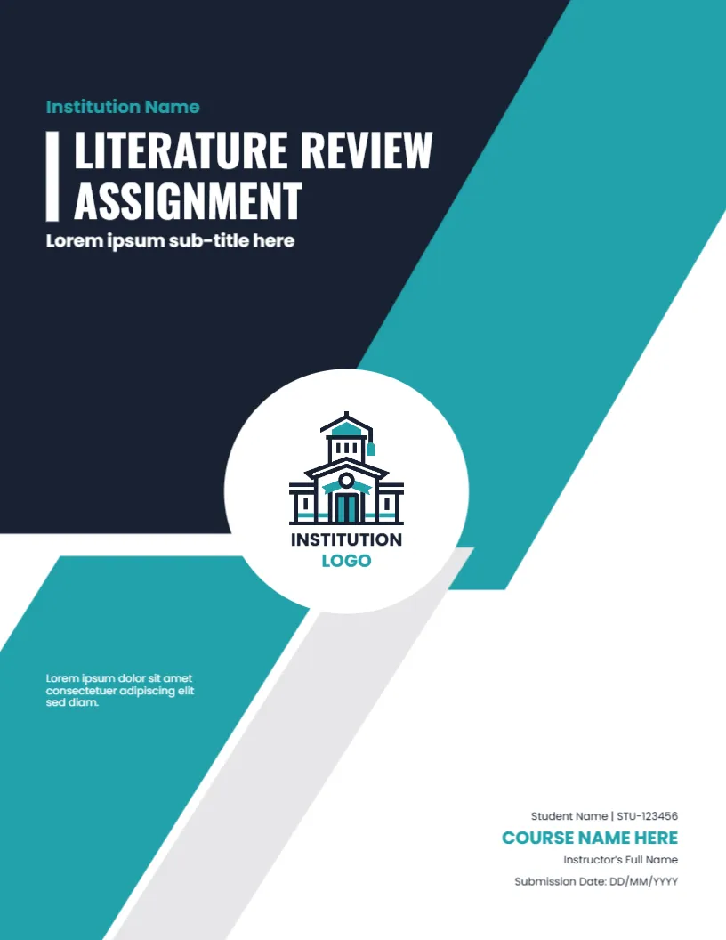Cover Page for Literature Review Assignments