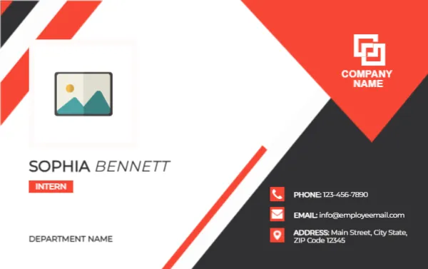 Name card Template for Intern