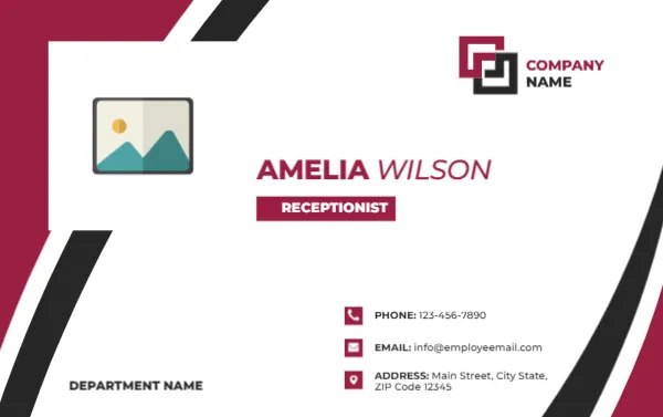 Name Card Template for Receptionist