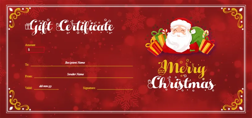 Gift Certificate Design for Merry Christmas